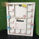 Cuadro Primer Año de Bebé Personalizado en Madera | Marco 12 Meses con Nombre
